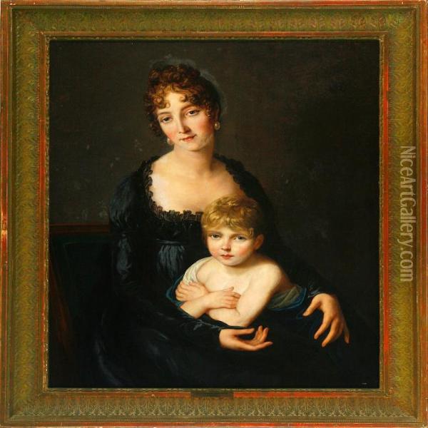 A Portrait Of A Mother And Son Oil Painting - Baron Francois Gerard