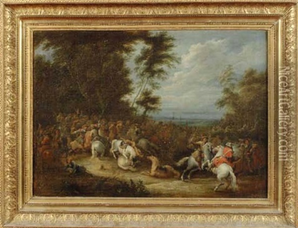 Choc De Cavalerie Oil Painting - Lambert de Hondt the Younger