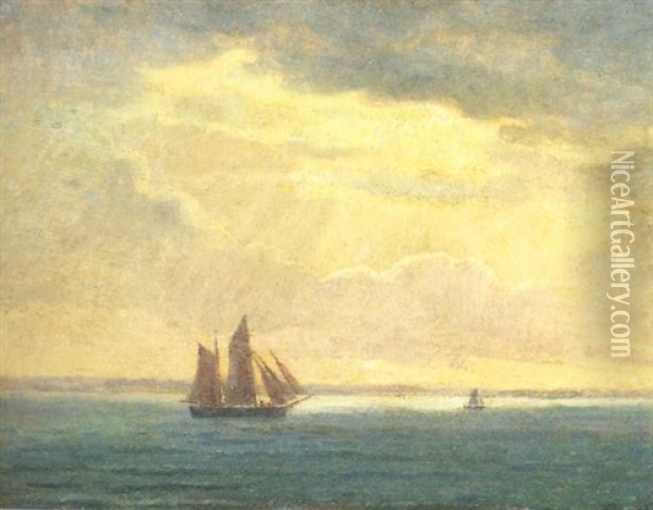 Marine Med Sejlskibe, Fyn Oil Painting - Viggo Fauerholdt