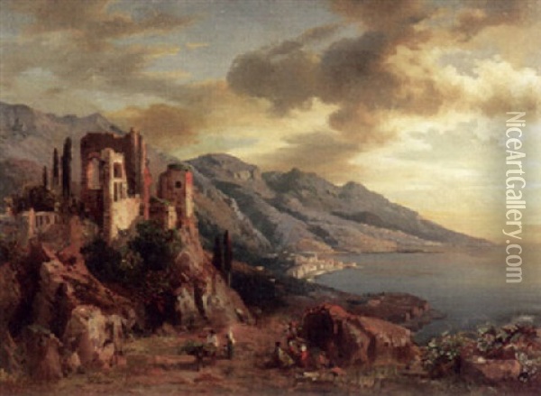 Am Golf Von Neapel Oil Painting - Friedrich Wilhelm Schreiner