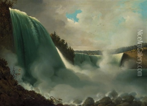 Niagara Falls From American Side Oil Painting - John Vanderlyn