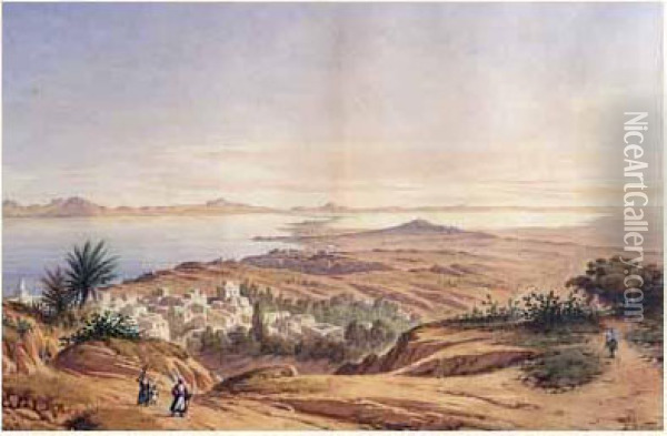 Carthage, Vue Prise Du Village De Sidi-bou-said Oil Painting - Alexandre Debelle