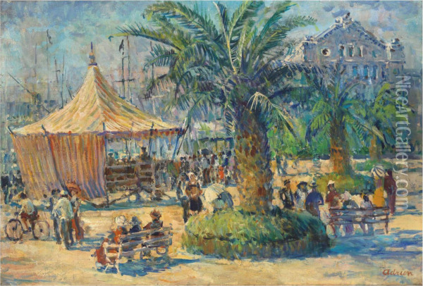 Vue De Cannes Oil Painting - Lucien Adrion