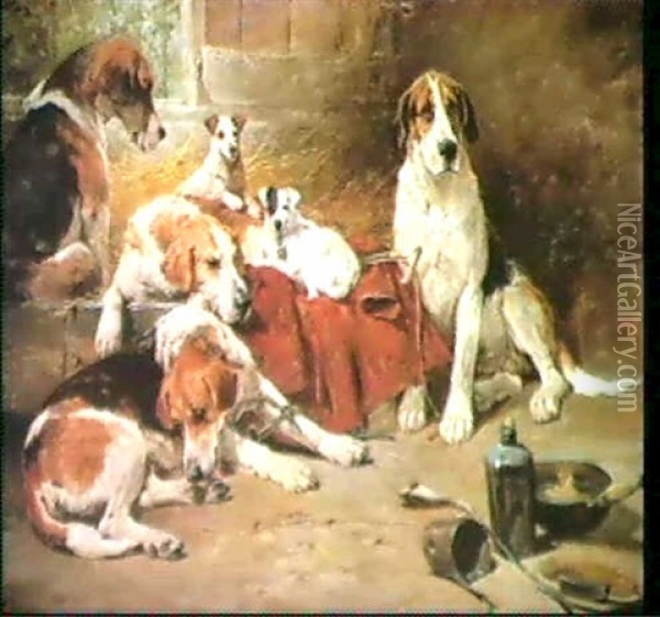 Resting Hounds Oil Painting - John Emms