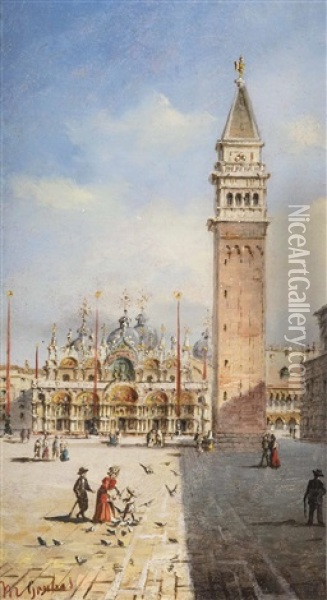 Am Markusplatz In Venedig Oil Painting - Marco Grubas