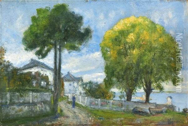 Trees In Asgardstrand Oil Painting - Hans Olaf Heyerdahl