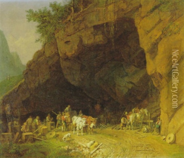Die Feldschmiede Oil Painting - Heinrich Buerkel
