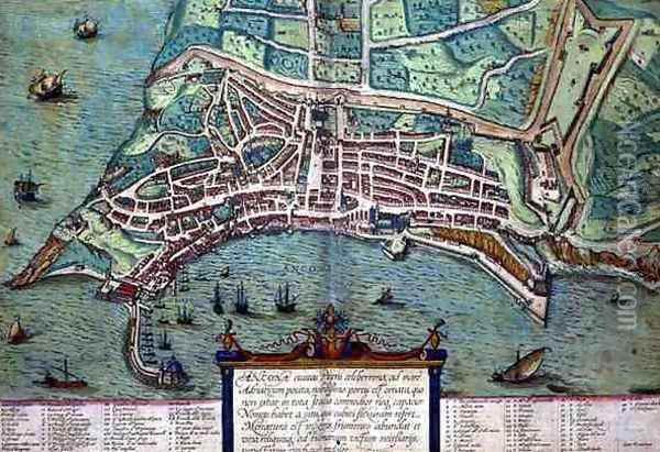 Map of Ancona from Civitates Orbis Terrarum Oil Painting - Joris Hoefnagel