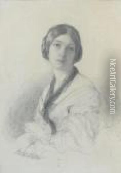 Portrait De La Baronne Gudin Oil Painting - Franz Xavier Winterhalter