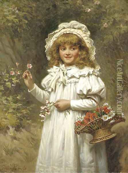 Picking flowers Oil Painting - Edwin Thomas Roberts