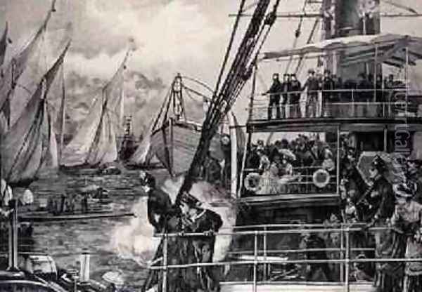 The Prince of Wales Starting the Jubilee Yacht Race, from The Illustrated London News, 25th June 1887 Oil Painting - Overend, William Heysham