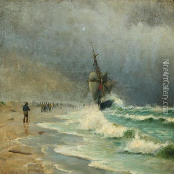 Wreck Oil Painting - Holger Peter Svane Lubbers
