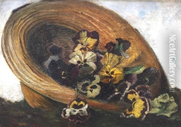 Pansies Oil Painting - John Joseph Enneking