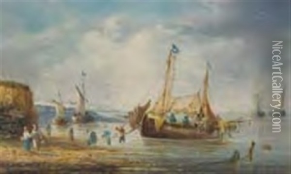 Bringing In The Catch Oil Painting - Sir John Gilbert