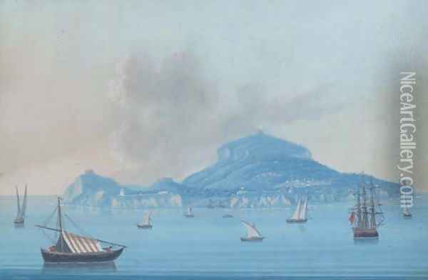 L'isola di Capri Oil Painting - Neapolitan School