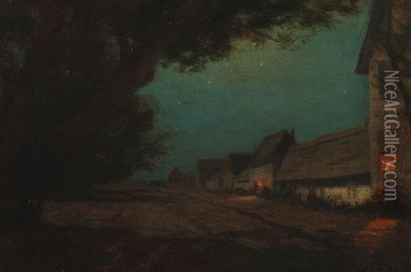 Village At Night Oil Painting - Frank Knox Morton Rehn