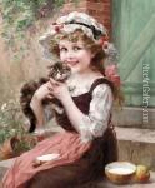 The Little Kittens Oil Painting - Emile Vernon