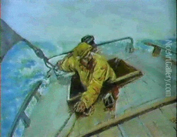 Fisker I Sin Bad, Hard So Oil Painting - Christian Krohg