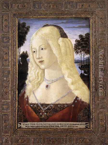 Portrait of a Lady 1480s Oil Painting - Neroccio (Bartolommeo) De' Landi