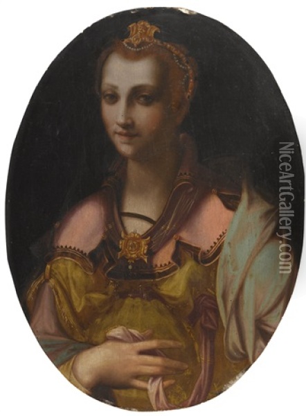 Portrait Of A Richly Dressed Lady Oil Painting - Francesco (Il Poppi) Morandini