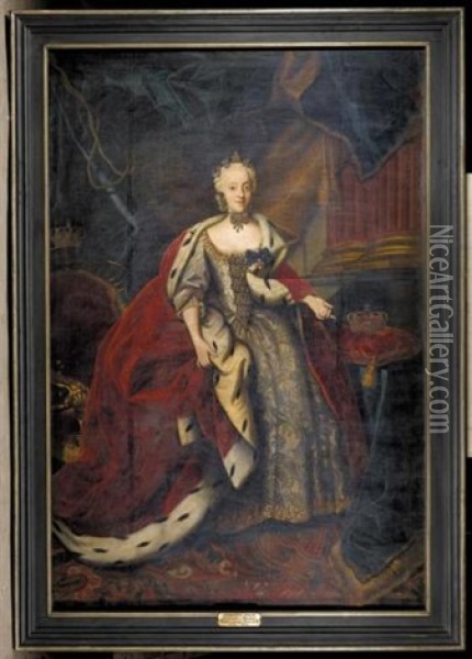 Portrait Of Princess Charlotte Amalie Of Denmark, Daughter Of King Frederick Iv Oil Painting - Johann Salomon Wahl