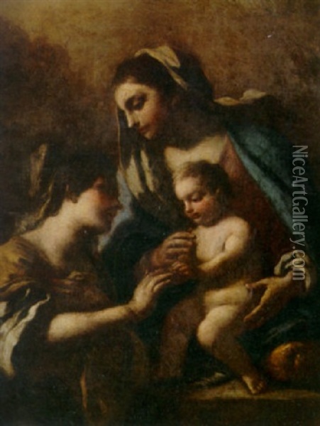 Madonna And Child With An Attendant Female Saint Oil Painting - Giuseppe Maria Crespi