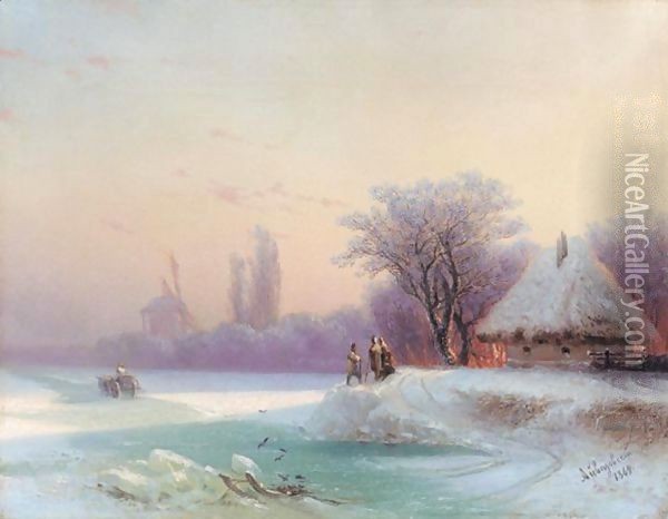 The Perils Of Winter Travel In The Russian Provinces Oil Painting - Ivan Konstantinovich Aivazovsky