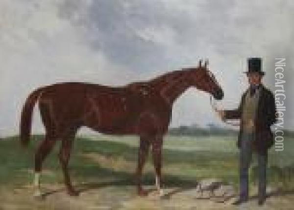 Racehorse And Trainer On A Heath Oil Painting - Harry Hall