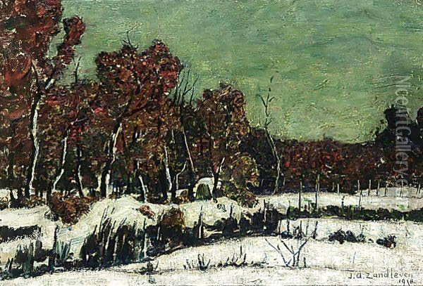 A Winter Landscape Oil Painting - Jan Adam Zandleven