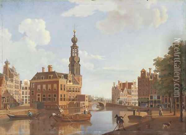 The Singel, Amsterdam, with the Munttorren Oil Painting - Hendrik Keun