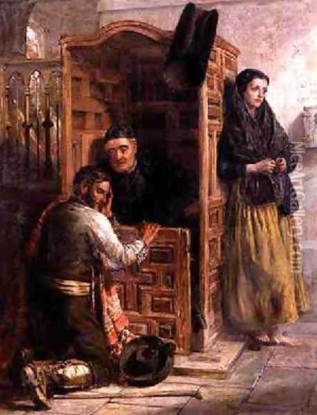 Confession 1862 Oil Painting - Edwin Longsden Long