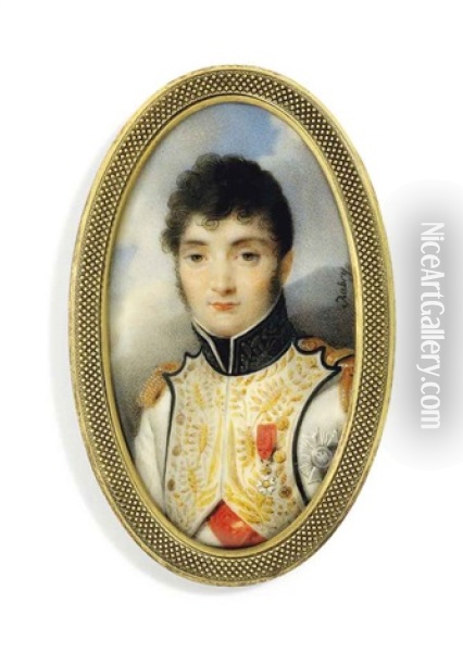 Jerome Bonaparte (1784-1860), King Of Westphalia, In Blue-piped White Uniform Of The Westphalian Infantry, With Gold-embroidered Facings Oil Painting - Louis Francois Aubry