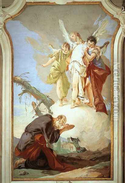 The Three Angels Appearing to Abraham Oil Painting - Giovanni Battista Tiepolo