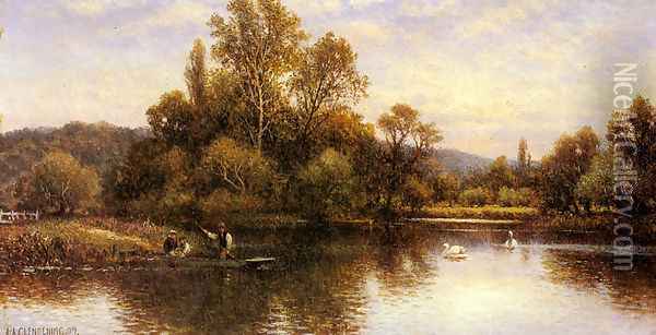 The Ferry Oil Painting - Alfred Glendening