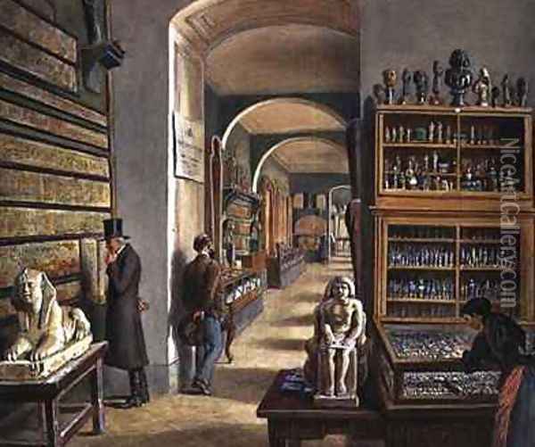 The second room of Egyptian antiquities in the Ambraser Gallery of the Lower Belvedere Oil Painting - Carl Goebel