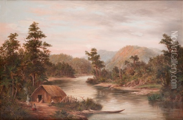 Upper Waihou River Oil Painting - William George Baker