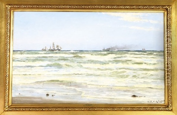 Coastal Scene Oil Painting - Carl Ludvig Thilson Locher