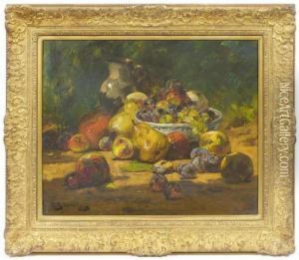 Still Life With A Plate Of Fruit Oil Painting - Georges Jeannin