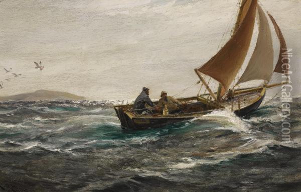 With Wind And Tide - Off The Dodman-head, Falmouth Oil Painting - Charles Napier Hemy