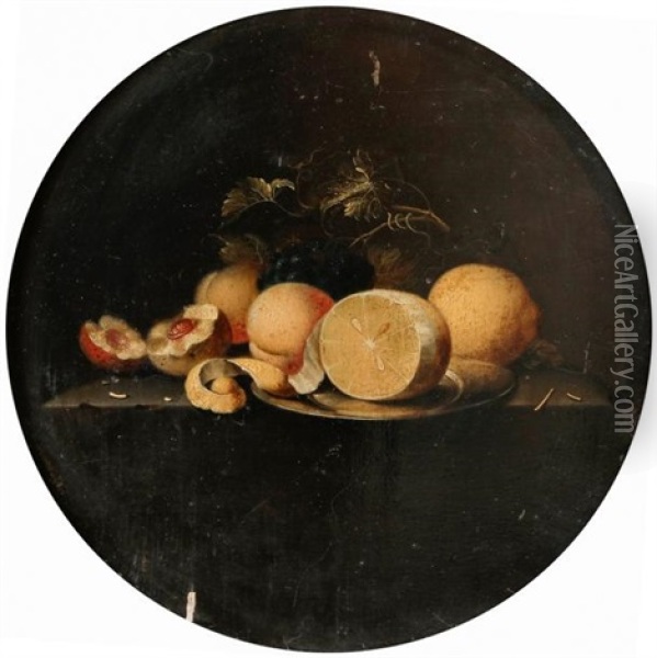 Nature Morte Aux Citrons Sur Un Entablement Oil Painting - Johannes Borman