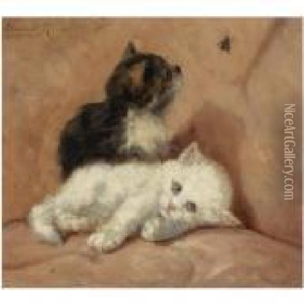Two Kittens Oil Painting - Henriette Ronner-Knip