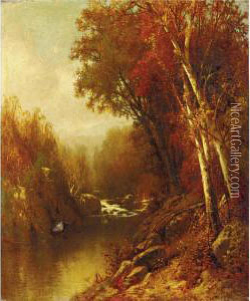 Stream In Autumn Oil Painting - William M. Hart