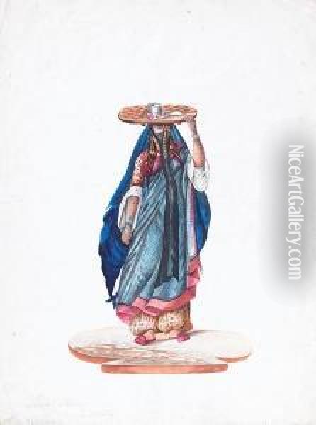 'arabian Woman,alexandria', A Pair Oil Painting - Charles Frederick Von Brocktorff