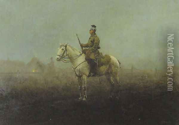 Guard in the Fog (Wachposten im Nebel) Oil Painting - Antoni Piotrowski