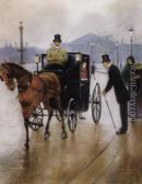Couple In Carriage Oil Painting - Jean-Georges Beraud