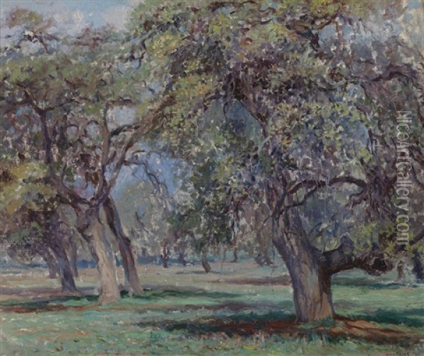Live Oaks, Lucky Baldwin Ranch Oil Painting - John Frost