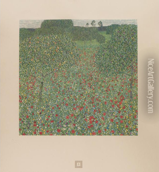 Field Of Poppies Oil Painting - Gustav Klimt