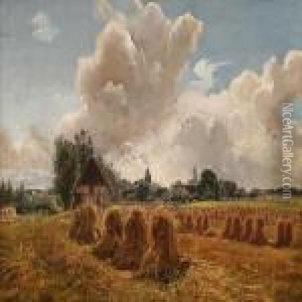 A Field Withstooks Oil Painting - Theodor Philipsen