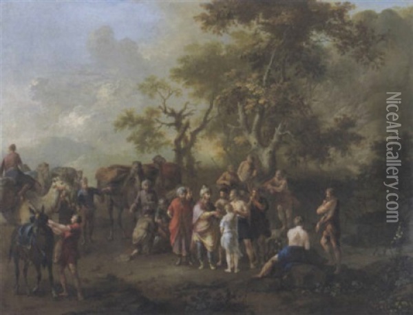 Landschaft Mit Dem Verkauf Josephs An Die Medianiter Oil Painting - Franz de Paula Ferg