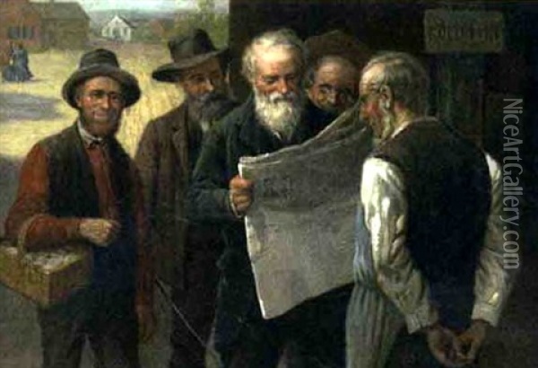 Gathering News Oil Painting - Samuel Bell Waugh